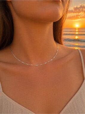 1.1mm Linear Link Silver Custom Necklace